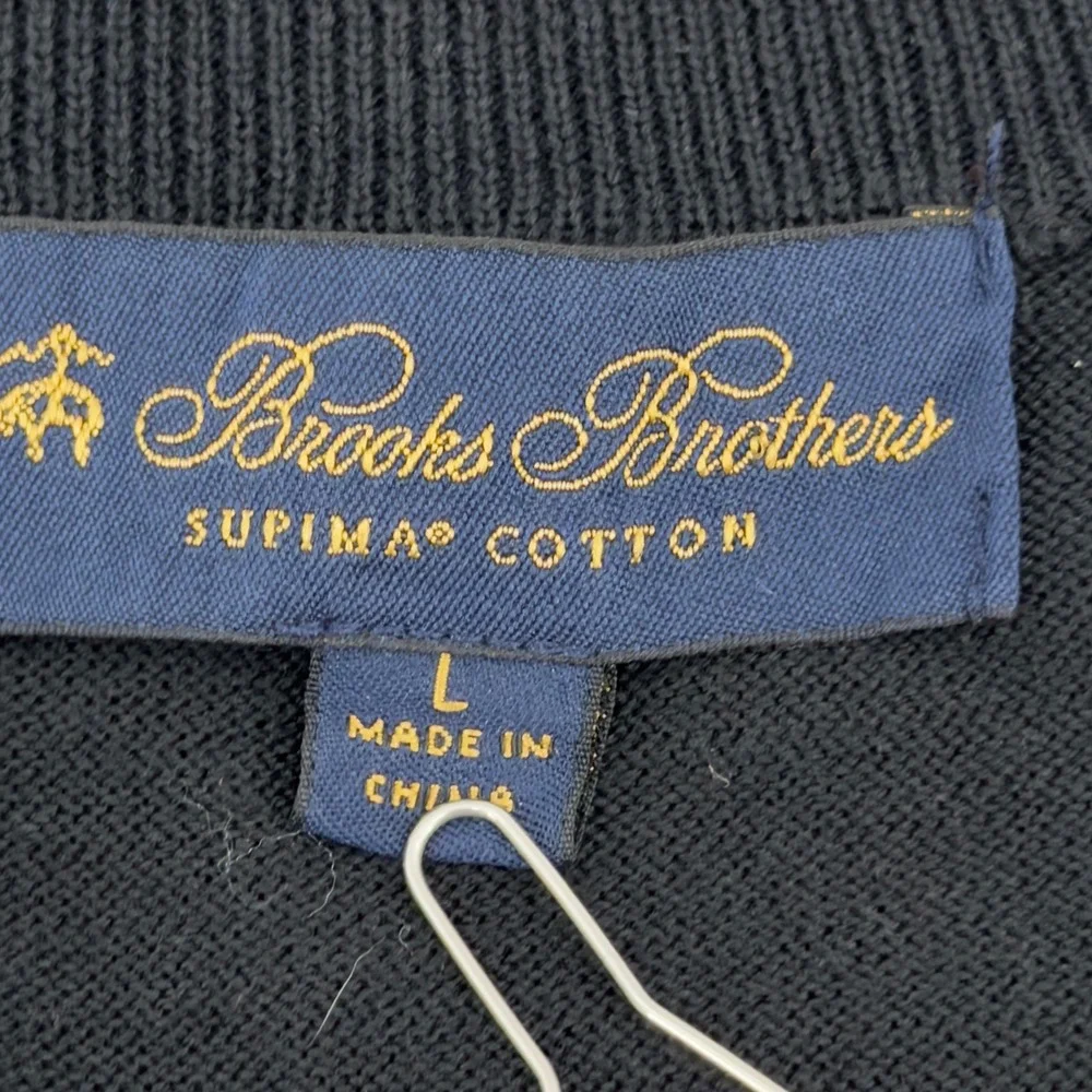 Brooks‎ Brothers Mens Supima Cotton V-Neck Sweater Black Size Large